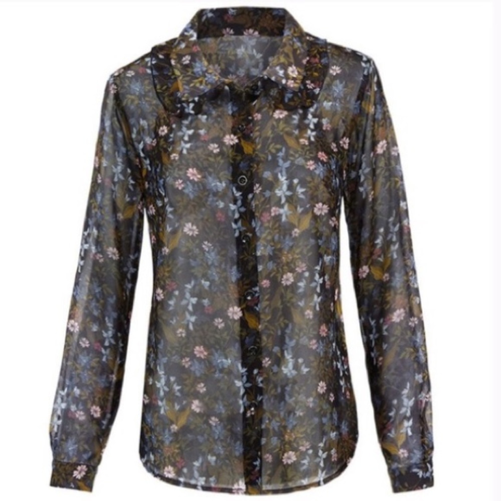 SOLD cabi sheer button down blouse sz S